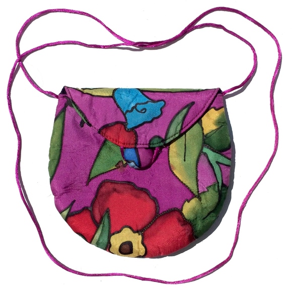 unbranded Handbags - 🦋 purple floral silk small crossbody purse